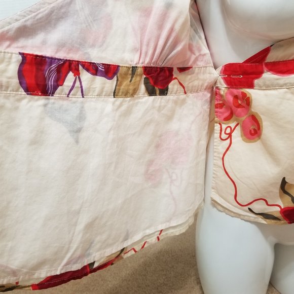 GAP top Small floral pattern wrap front tie side surplice v-neck Y2K VINTAGE - Picture 10 of 13